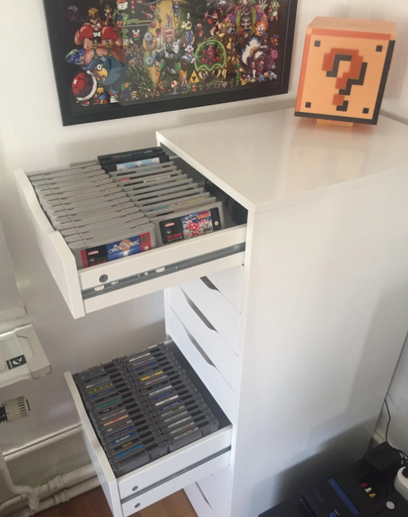 Rangement cartouches de jeux Nintendo IKEA ALEX